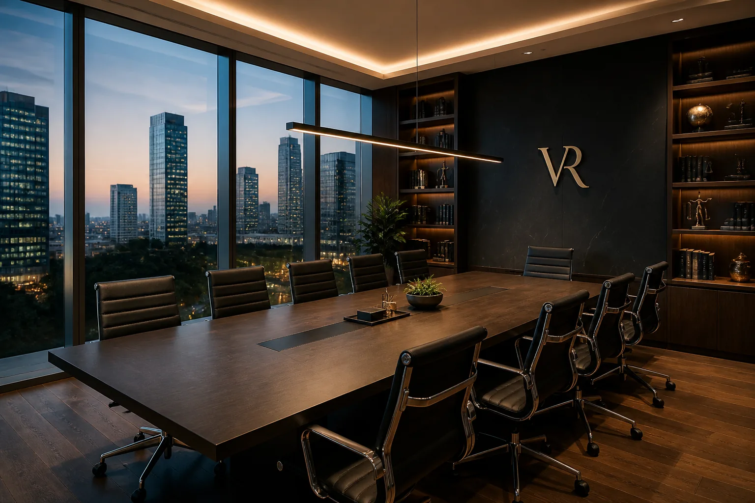 Sala de reunião institucional do escritório Vera Rodrigues Advocacia Empresarial